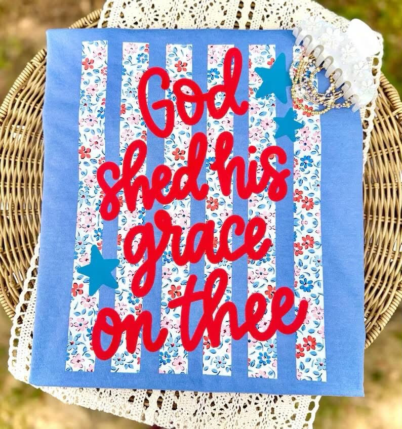 God Shed His Grace on Thee Shirt – Christian Patriotic Tee on Comfort Colors